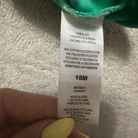 Disney Baby Green Shirt and white short set - Picture 6 of 6